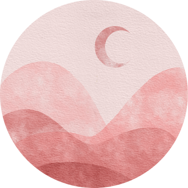 Pink Moon Watercolor Landscape Circle
