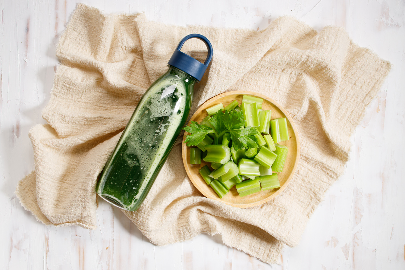 fresh celery and celery green juice